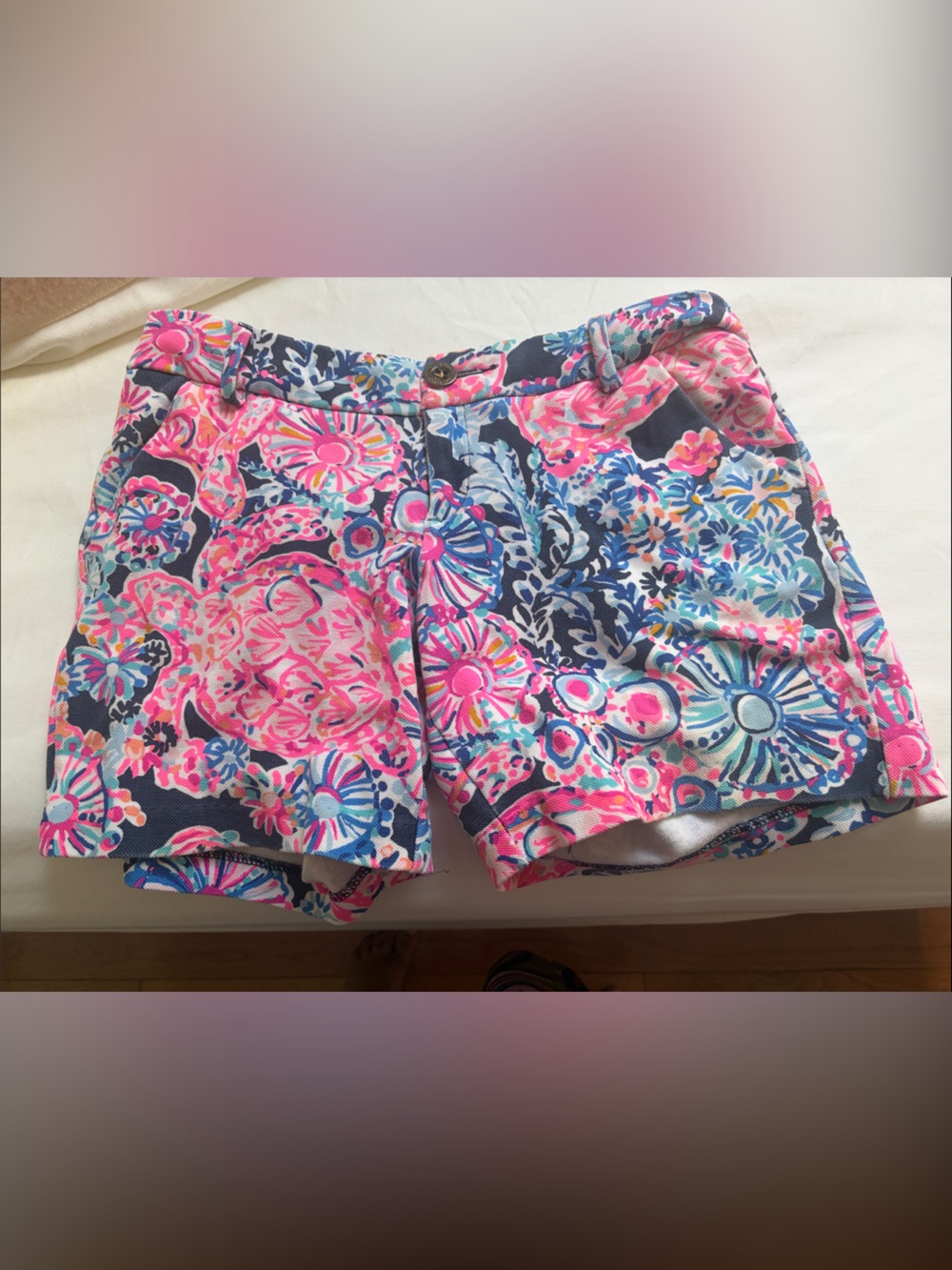 Lilly Pulitzer Pink Navy Floral Cotton Shorts